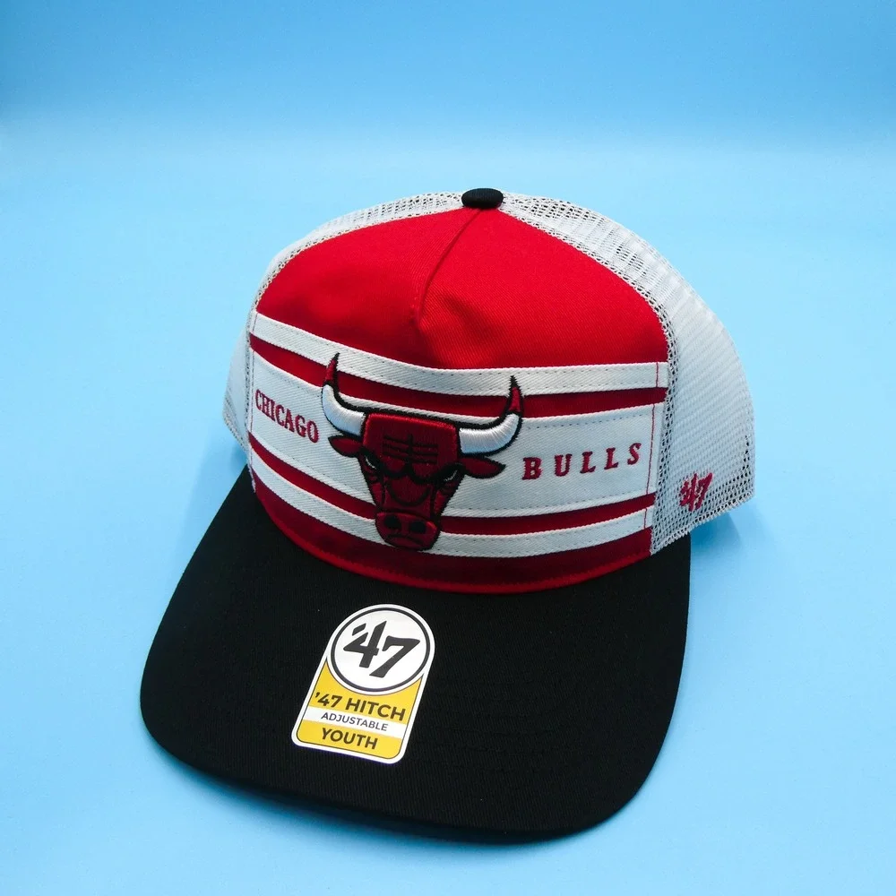 '47 Brand Hitch Hat Youth Chicago Bulls Red White Black Trucker Snapback Cap